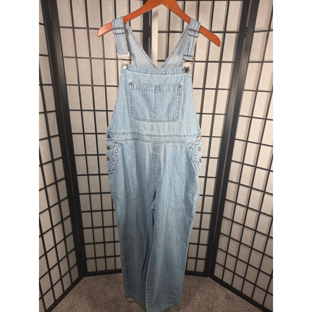 Crazy Horse Liz Claiborne Vintage Denim Overalls Light Wash Large 90s Bibs